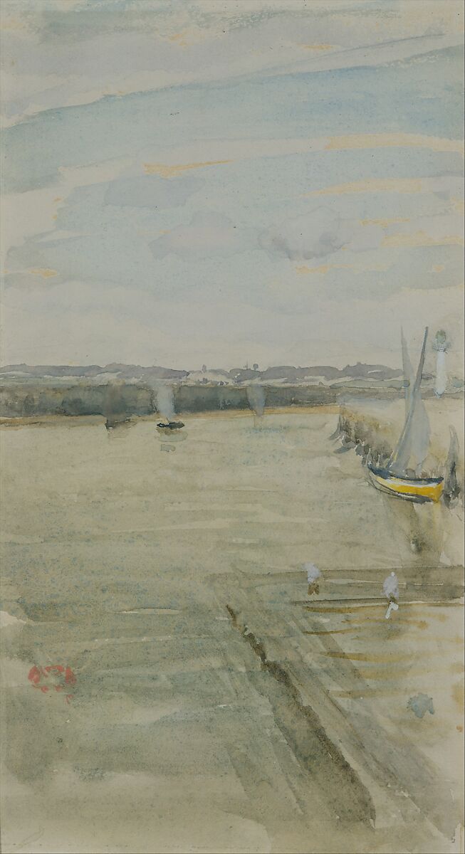 Scene on the Mersey, James McNeill Whistler (American, Lowell, Massachusetts 1834–1903 London), Watercolor and gouache on white wove paper, American