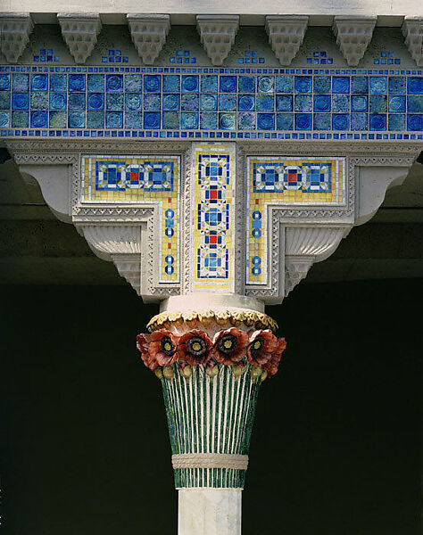 Architectural Elements from Laurelton Hall, Oyster Bay, New York, Designed by Louis C. Tiffany (American, New York 1848–1933 New York), Limestone, ceramic, and Fravrile glass, American