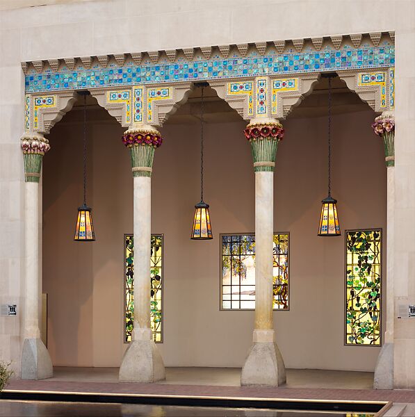 Architectural Elements from Laurelton Hall, Oyster Bay, New York, Designed by Louis C. Tiffany (American, New York 1848–1933 New York), Limestone, ceramic, and Fravrile glass, American 
