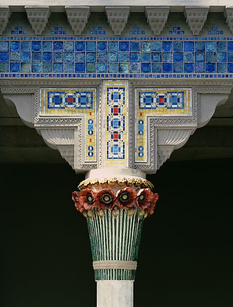 Architectural Elements from Laurelton Hall, Oyster Bay, New York, Designed by Louis C. Tiffany (American, New York 1848–1933 New York), Limestone, ceramic, and Fravrile glass, American