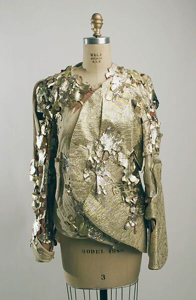 Jacket, As Four (American, 1999–2005), leather, synthetic, cotton, rhinestone, cellophane, American 