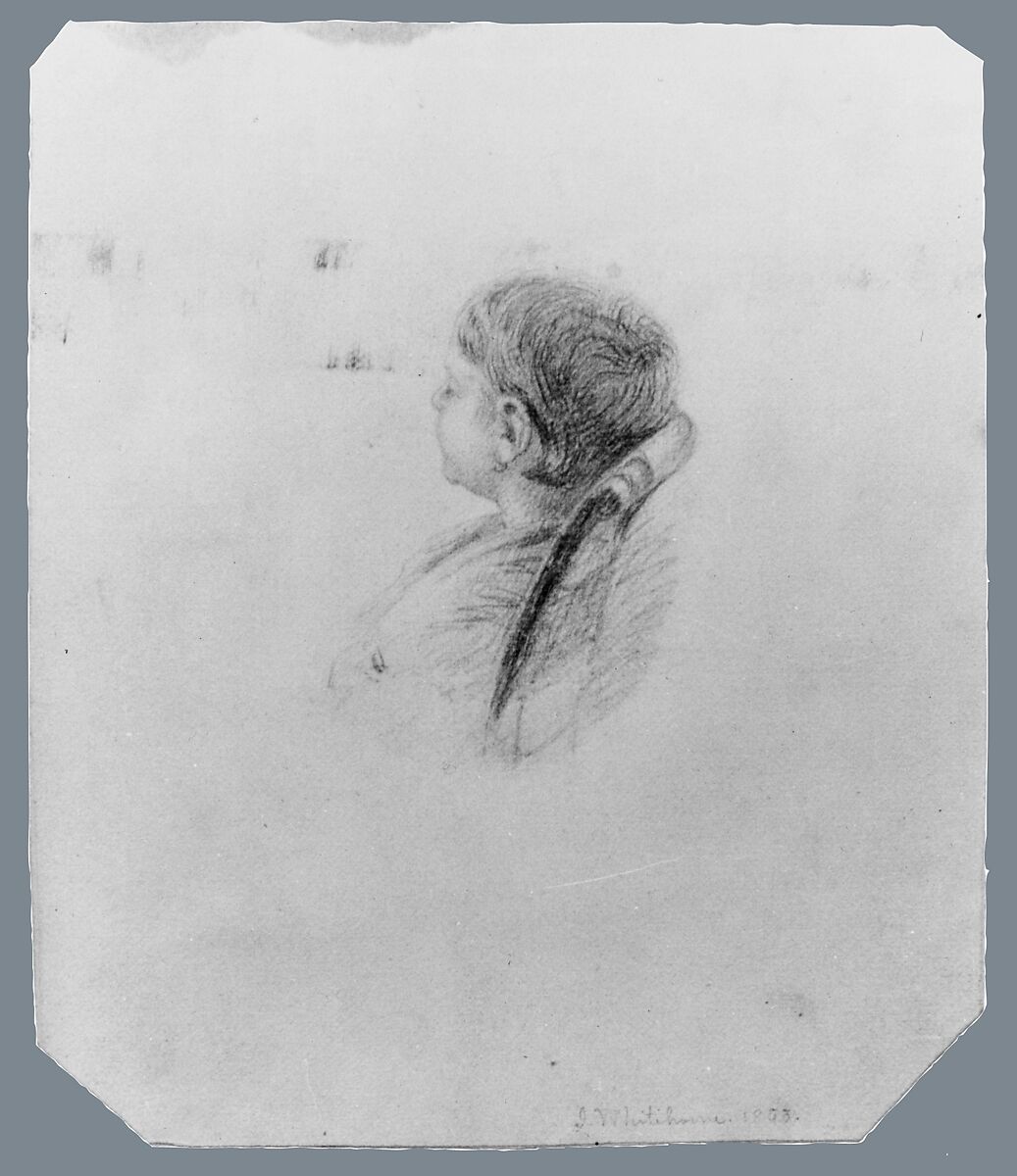 Head of a Sleeping Child (from McGuire Scrapbook), James Whitehorne (1803–1888), Graphite on off-white wove paper, American