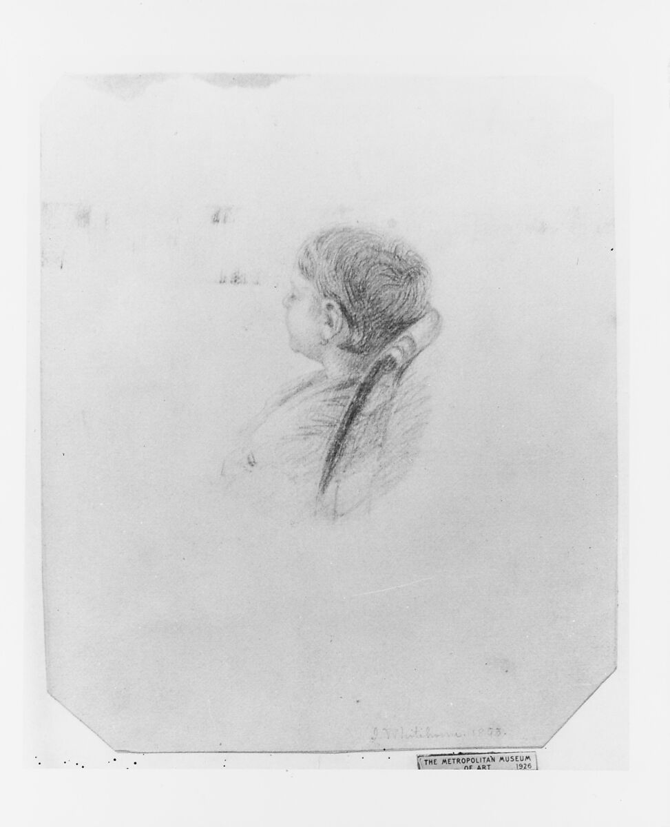 Head of a Sleeping Child (from McGuire Scrapbook), James Whitehorne (1803–1888), Graphite on off-white wove paper, American 