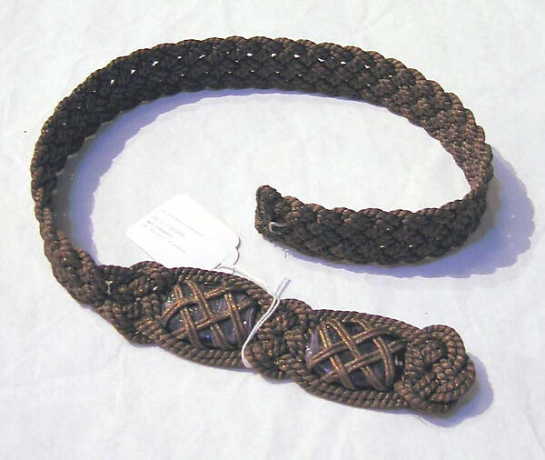 Belt, metallic thread, stone, American or European 