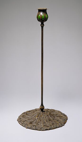 Candlestick, Designed by Louis C. Tiffany (American, New York 1848–1933 New York), Bronze and glass, American 