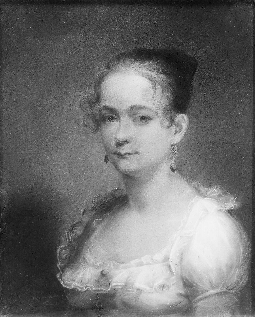 Mrs. Ichabod M. Cushman (nee Nancy Blymer), Henry Williams (American, Boston, Massachusetts 1787–1830 Boston, Massachusetts), Pastel on blue wove paper laid down to tan paper, American 