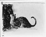 The Watchful Cat, John Alonzo Williams (American, 1869–1951), Watercolor on wove paper laid down to thick pulpboard, American