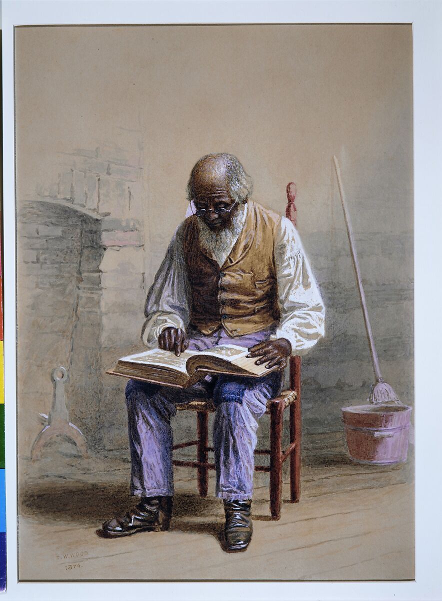 Reading the Scriptures, Thomas Waterman Wood (American, Montpelier, Vermont 1823–1903 New York), Watercolor, gouache, and graphite on light tan wove paper, American