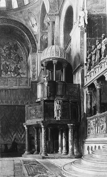 Pulpit in Saint Mark's, Venice, George Henry Yewell (1830–1923), Oil on canvas, American 