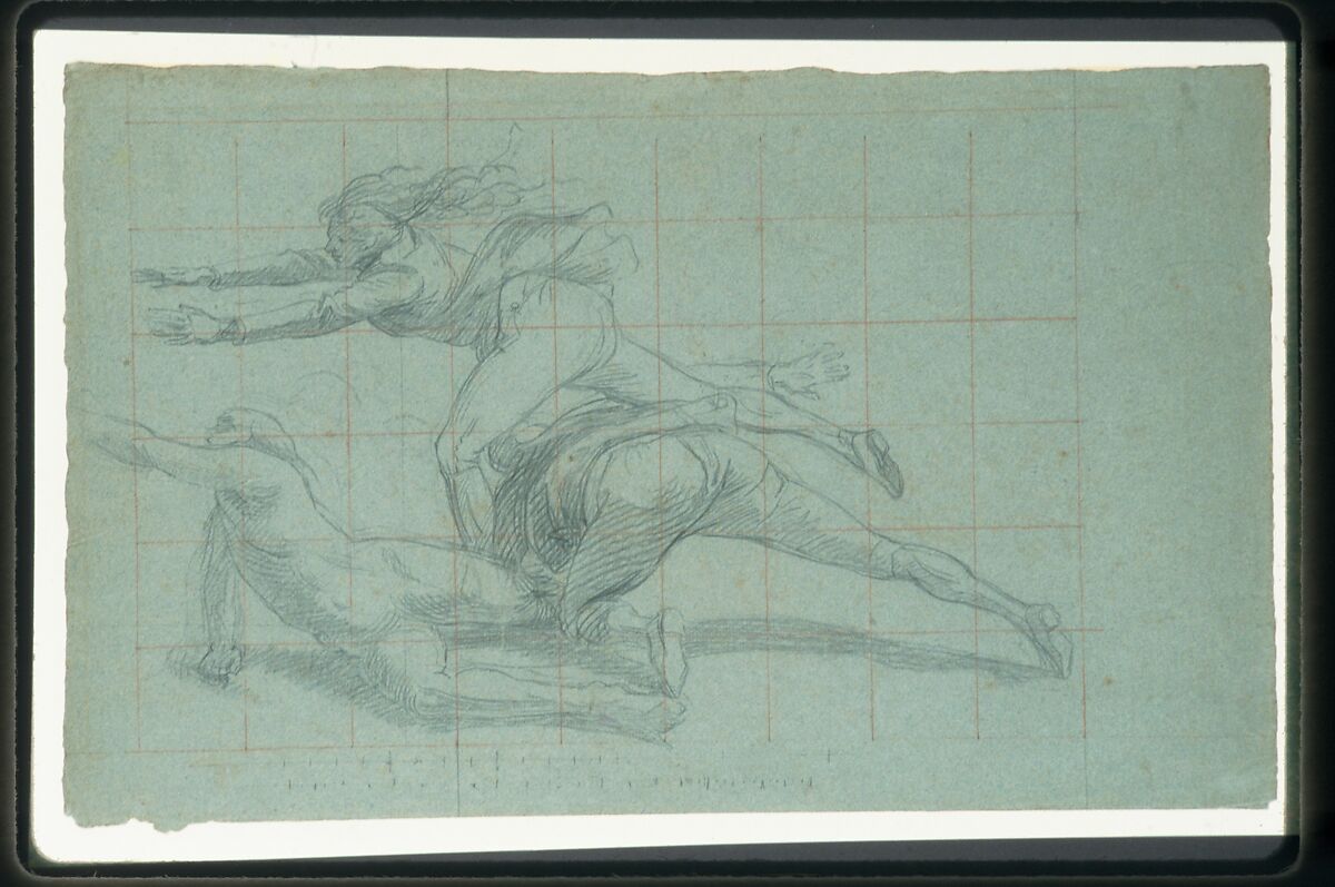 Study for "The Siege of Gibraltar": Three Figures, John Singleton Copley (American, Boston, Massachusetts 1738–1815 London), Black and red chalk on blue laid paper, American