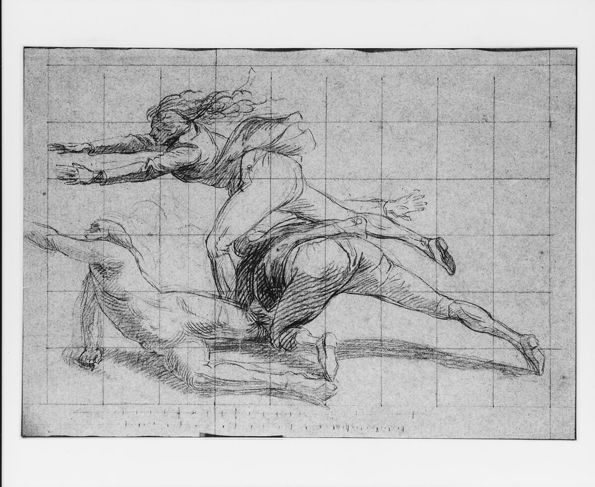 Study for "The Siege of Gibraltar": Three Figures, John Singleton Copley (American, Boston, Massachusetts 1738–1815 London), Black and red chalk on blue laid paper, American