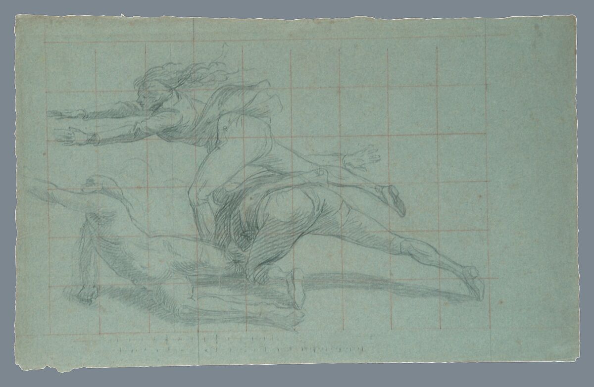 Study for "The Siege of Gibraltar": Three Figures, John Singleton Copley (American, Boston, Massachusetts 1738–1815 London), Black and red chalk on blue laid paper, American