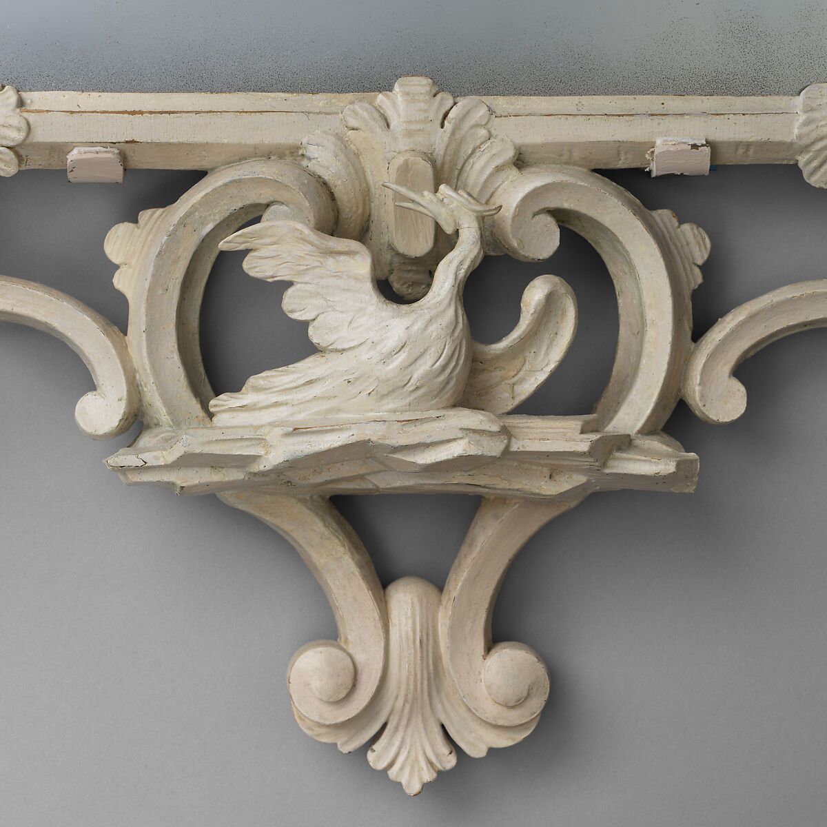 Looking Glass, John Elliott Sr. (1713–1791), Painted white pine, northern white cedar; mirror glass, American