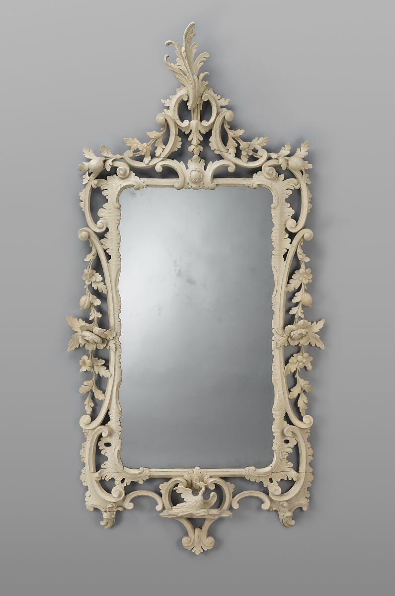 Looking Glass, John Elliott Sr. (1713–1791), Painted white pine, northern white cedar; mirror glass, American