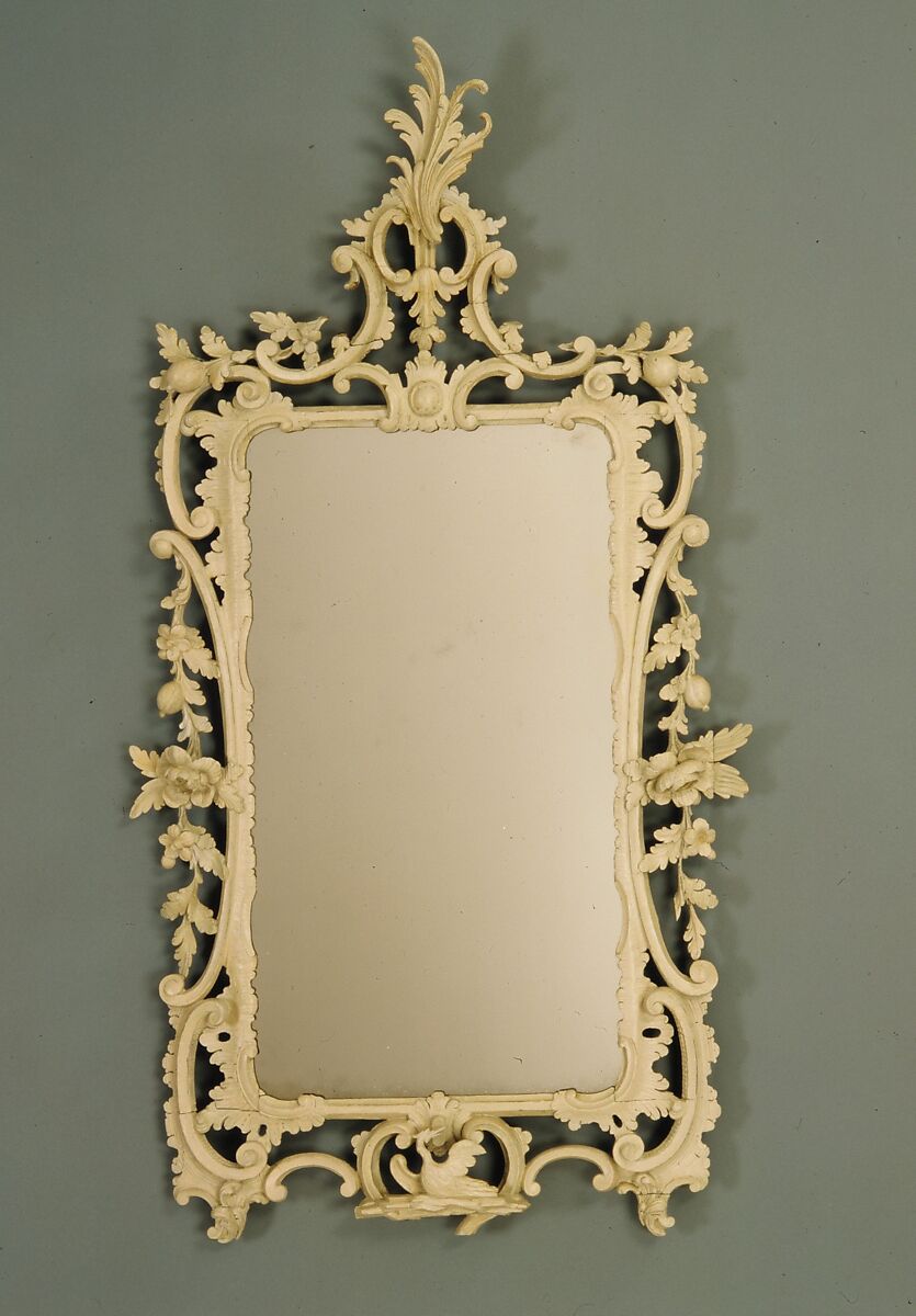 Looking Glass, John Elliott Sr. (1713–1791), Painted white pine, northern white cedar; mirror glass, American