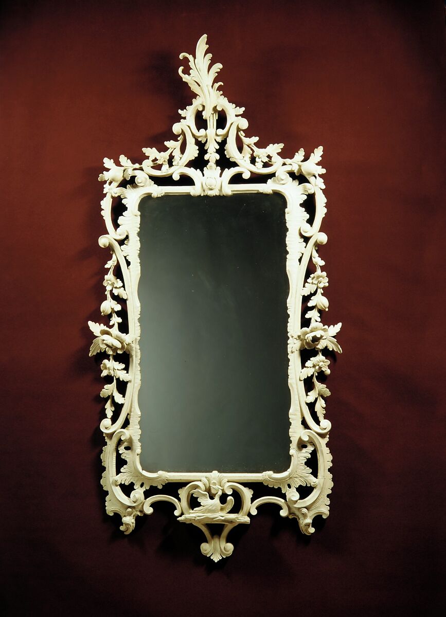 Looking Glass, John Elliott Sr. (1713–1791), Painted white pine, northern white cedar; mirror glass, American