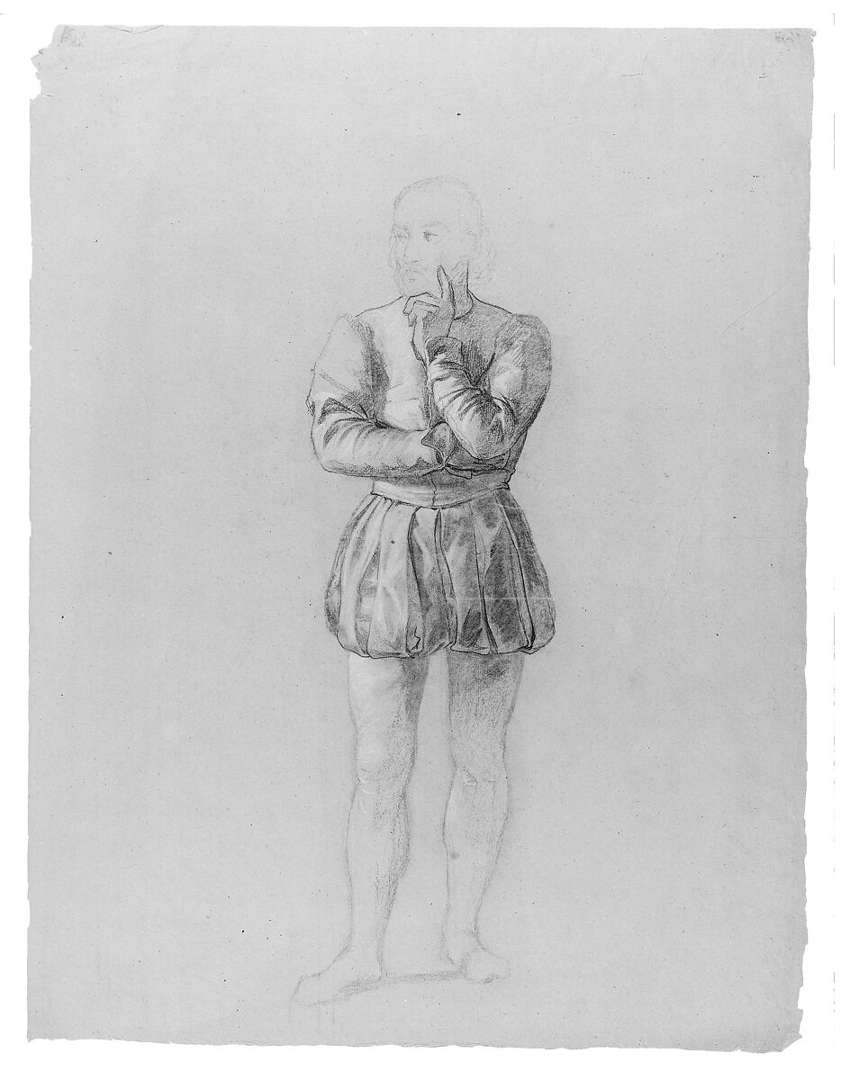 Study for "The Landing of Columbus on San Salvador, October 12, 1492": Roderigo Sánchez of Segovia, John Vanderlyn (American, Kingston, New York 1775–1852 Kingston, New York), Charcoal and white chalk (lightly affixed) on light gray laid paper, American 