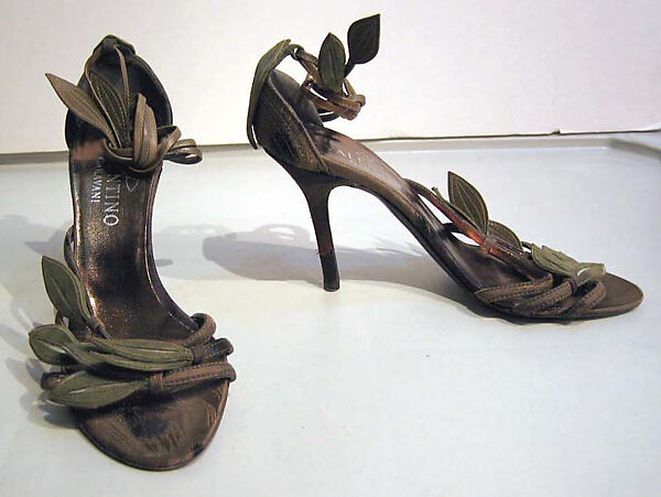 Shoes, Valentino (Italian, born 1932), a,b) leather, silk, Italian 