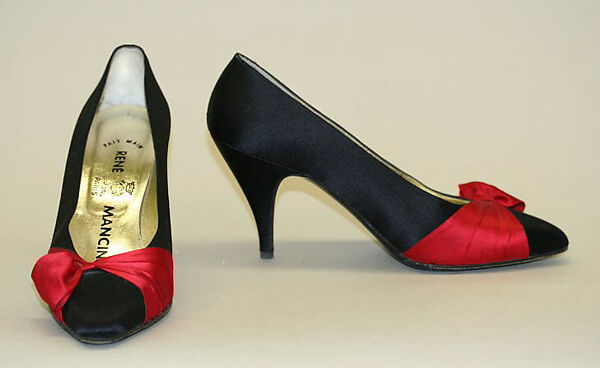 Shoes, René Mancini (French, founded 1936), a,b) silk, French 