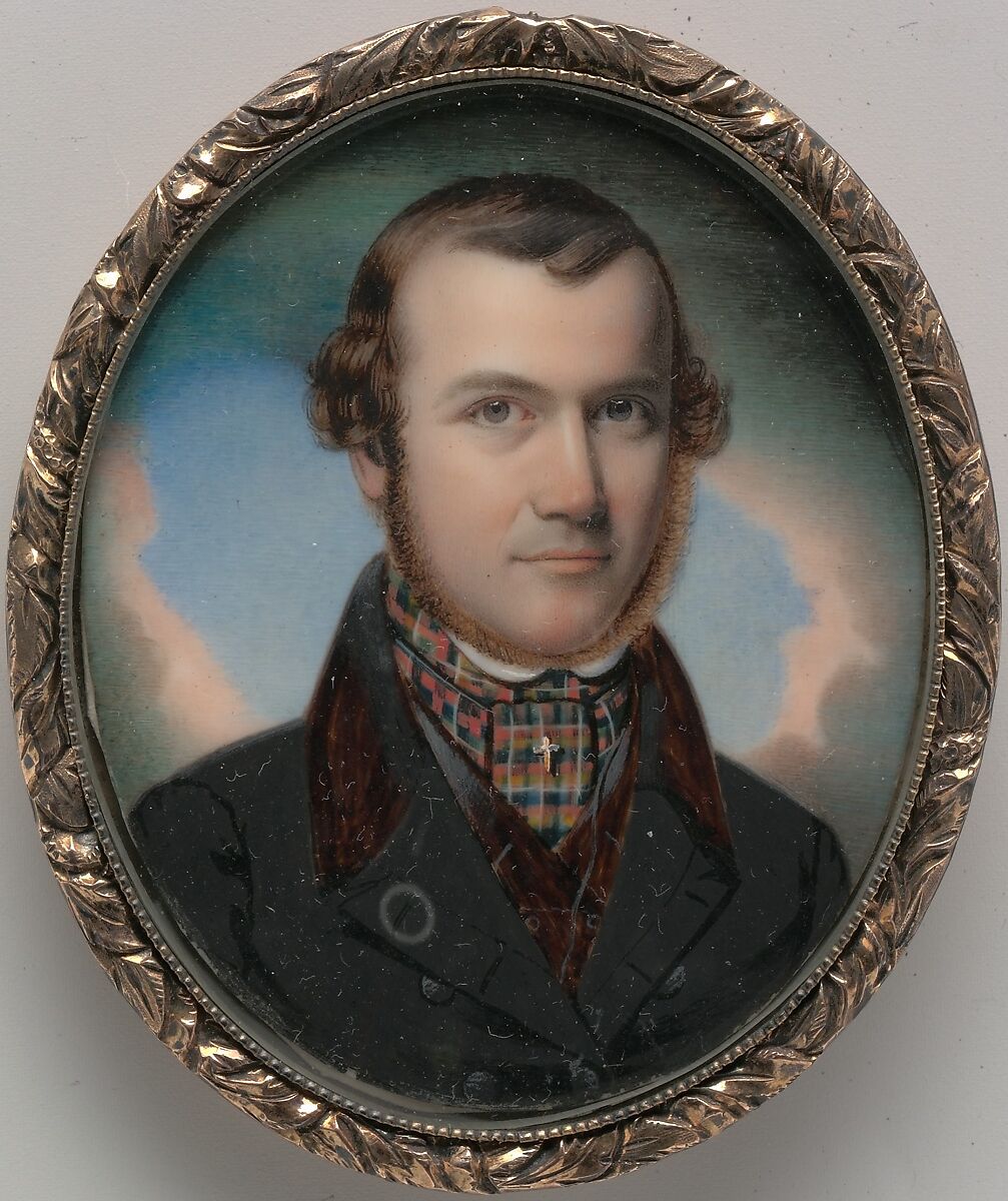 Self-Portrait, John Henry Brown (1818–1891), Watercolor on ivory, American 