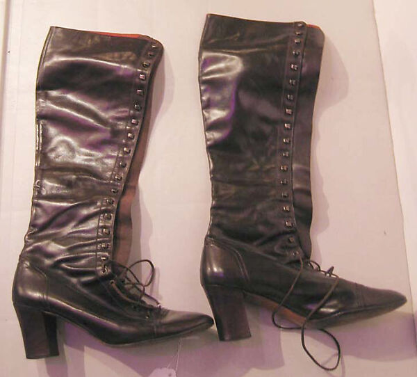 Boots, Yves Saint Laurent (French, founded 1961), a,b) leather, cotton, French