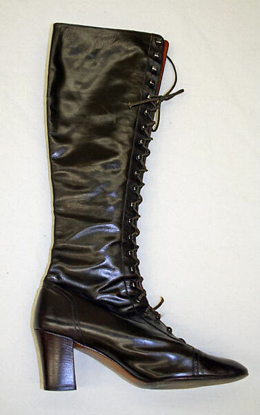 Boots, Yves Saint Laurent (French, founded 1961), a,b) leather, cotton, French 