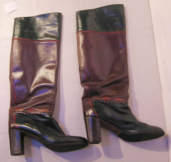 Boots, Yves Saint Laurent (French, founded 1961), a,b) leather, French