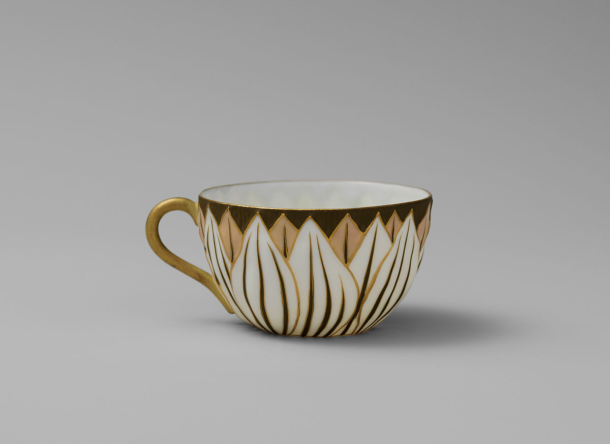 Cup and saucer, Ott and Brewer (American, Trenton, New Jersey, 1871–1893), Porcelain, American