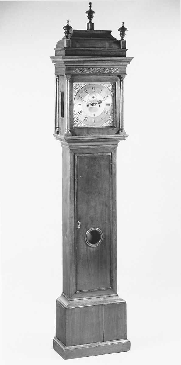 Tall Clock, Peter Stretch (American, 1670–1746), Walnut, tulip poplar, American 