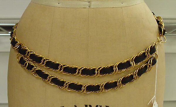 Belt, Attributed to House of Chanel (French, founded 1910), metal, leather, probably French 