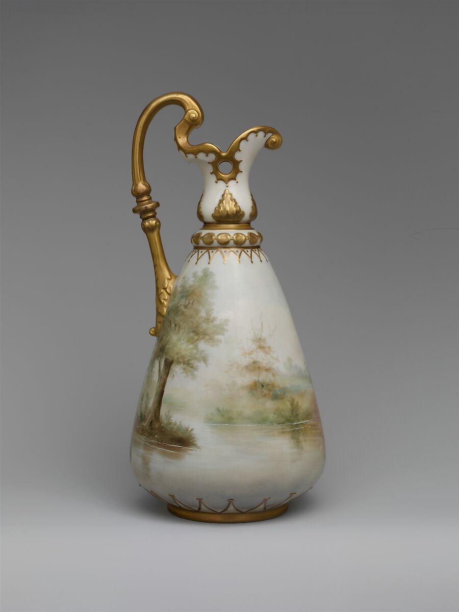 Ewer, Manufactured by Columbian Art Pottery (Morris and Willmore) (1893–1905), Porcelain, American 