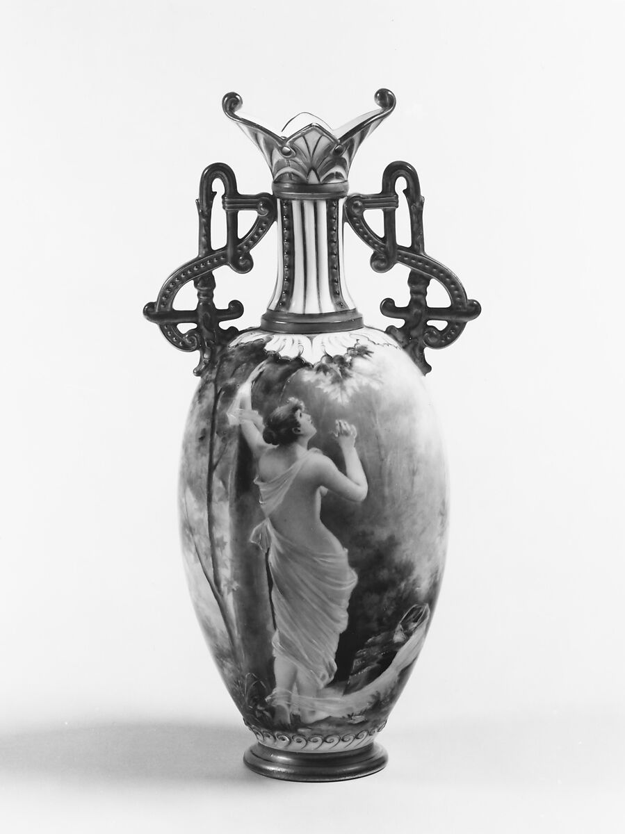 Two-handled vase, Manufactured by Columbian Art Pottery (Morris and Willmore) (1893–1905), Porcelain, American