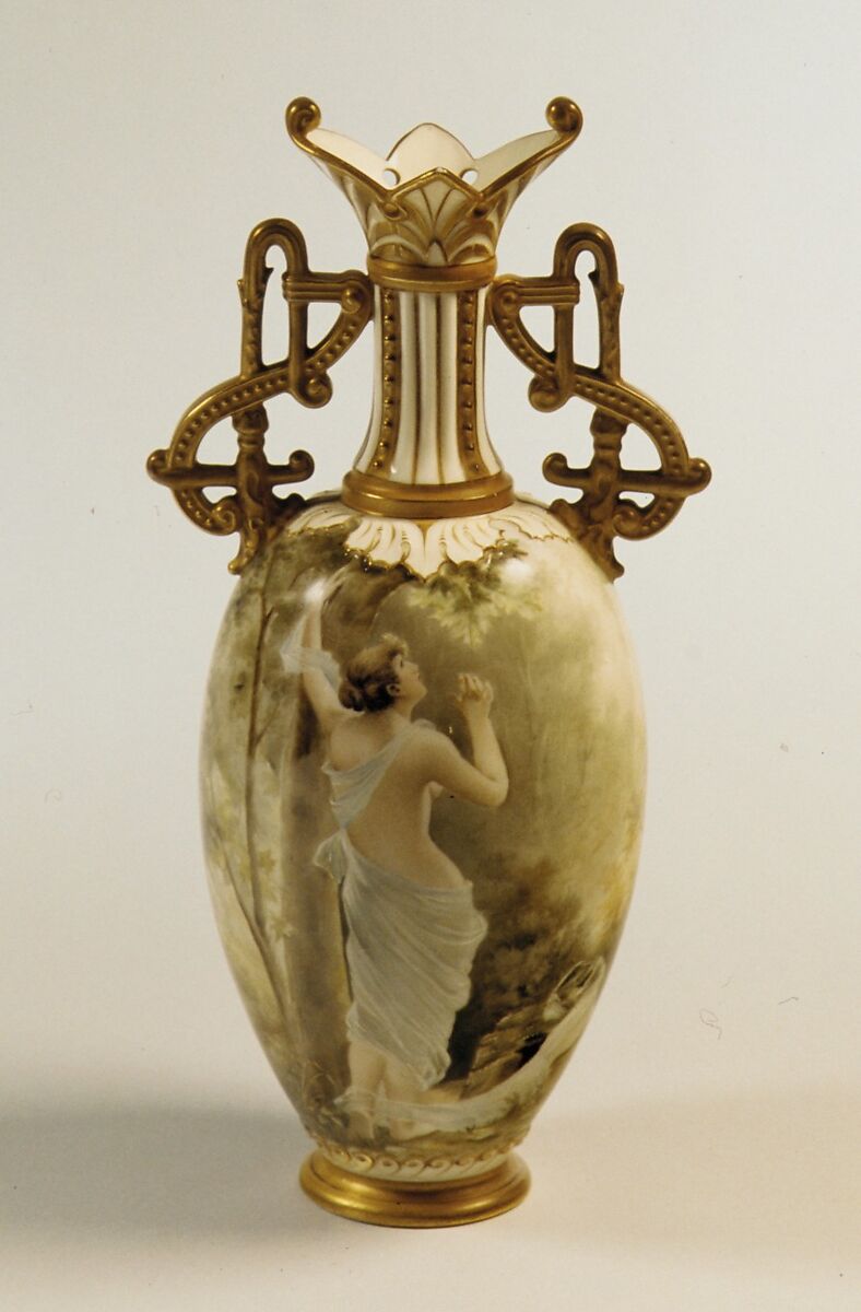 Two-handled vase, Manufactured by Columbian Art Pottery (Morris and Willmore) (1893–1905), Porcelain, American