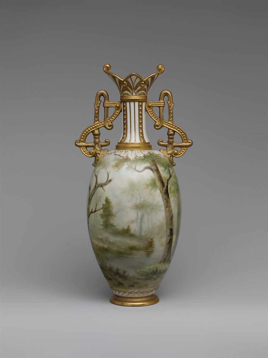 Two-handled vase, Manufactured by Columbian Art Pottery (Morris and Willmore) (1893–1905), Porcelain, American