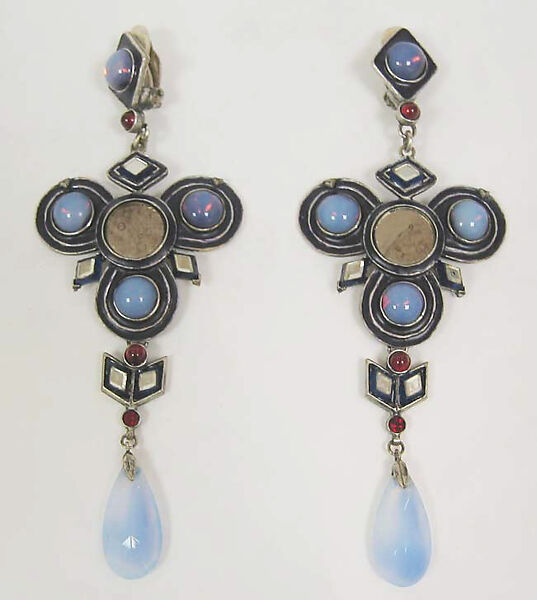 Earrings, Jean Paul Gaultier (French, born 1952), a,b) metal, glass, enamel, French