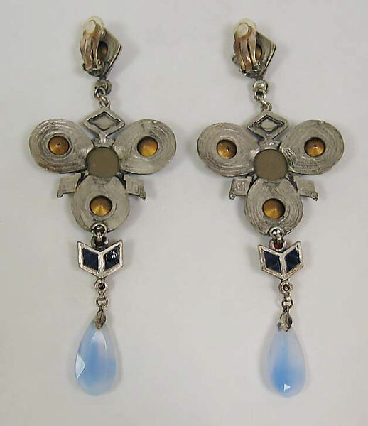 Earrings, Jean Paul Gaultier (French, born 1952), a,b) metal, glass, enamel, French