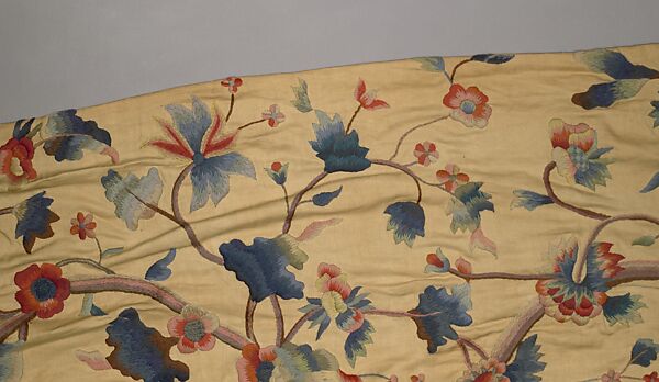 Embroidered curtain, Embroidered silk, wool, American