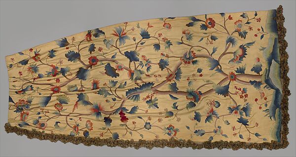Embroidered curtain, Embroidered silk, wool, American