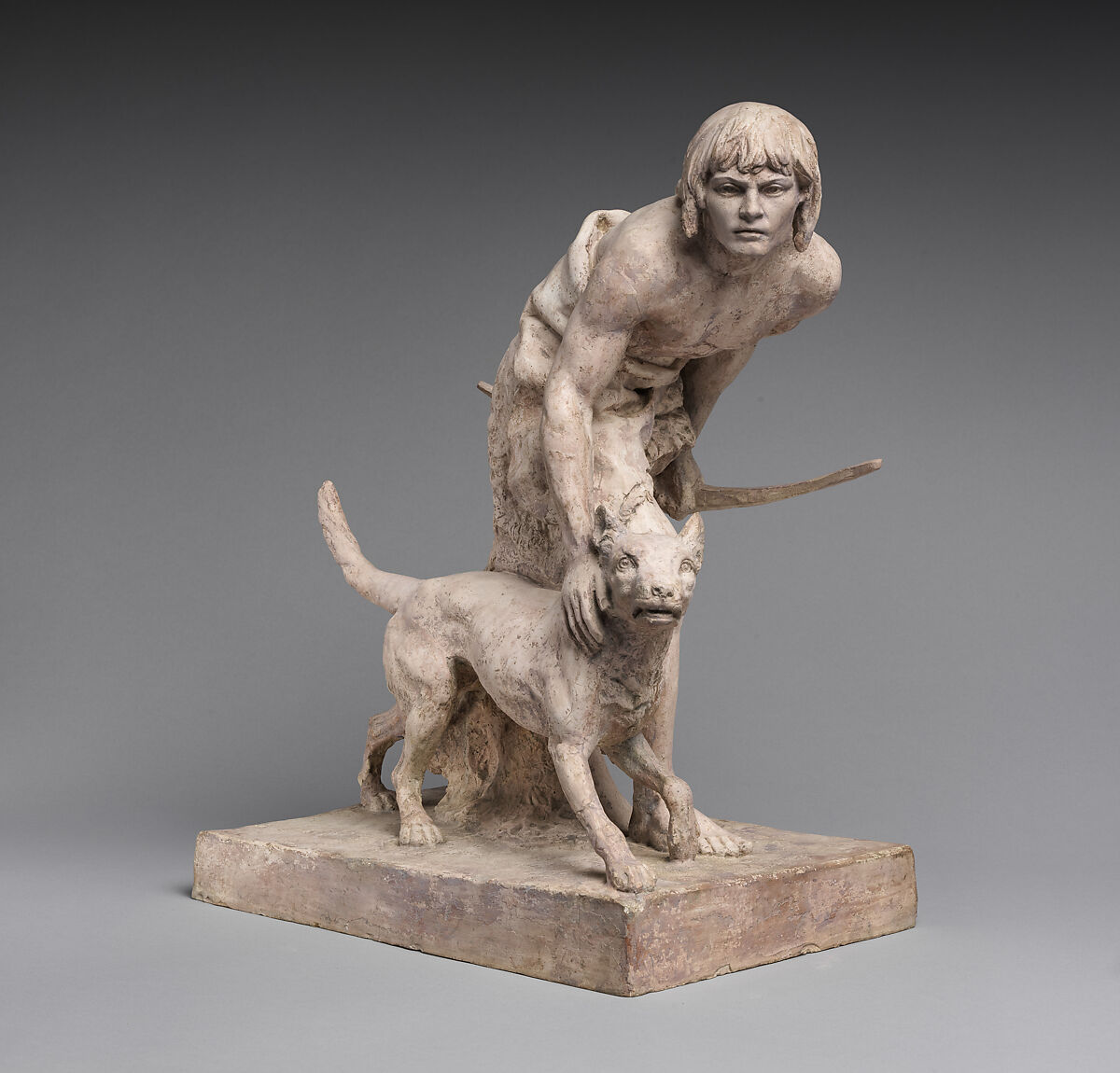 The Indian Hunter, John Quincy Adams Ward (American, Urbana, Ohio 1830–1910 New York), Painted plaster, American