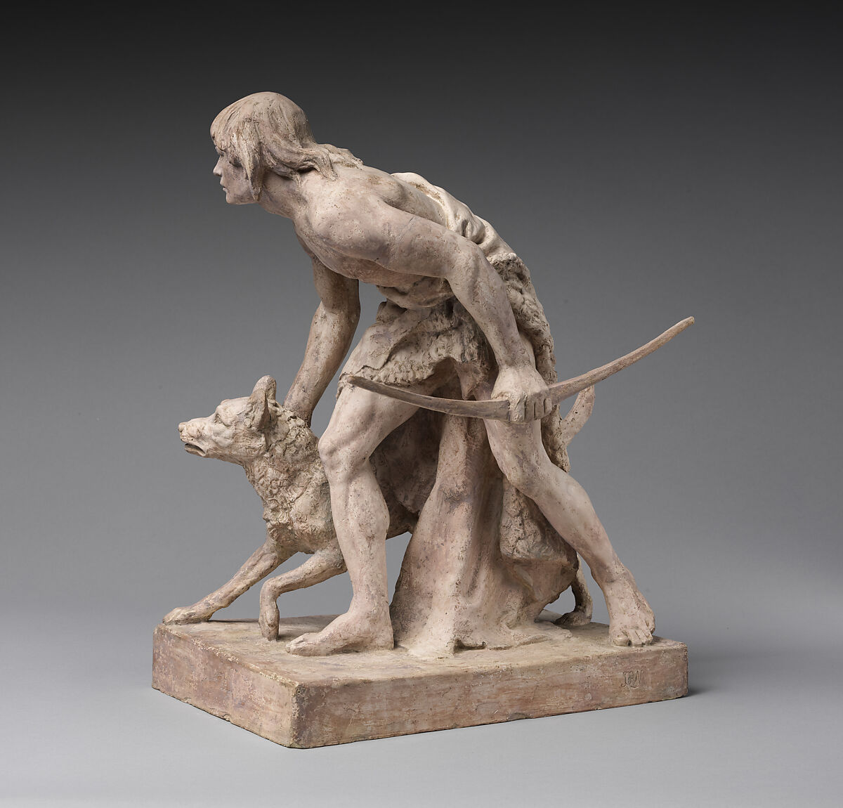The Indian Hunter, John Quincy Adams Ward (American, Urbana, Ohio 1830–1910 New York), Painted plaster, American