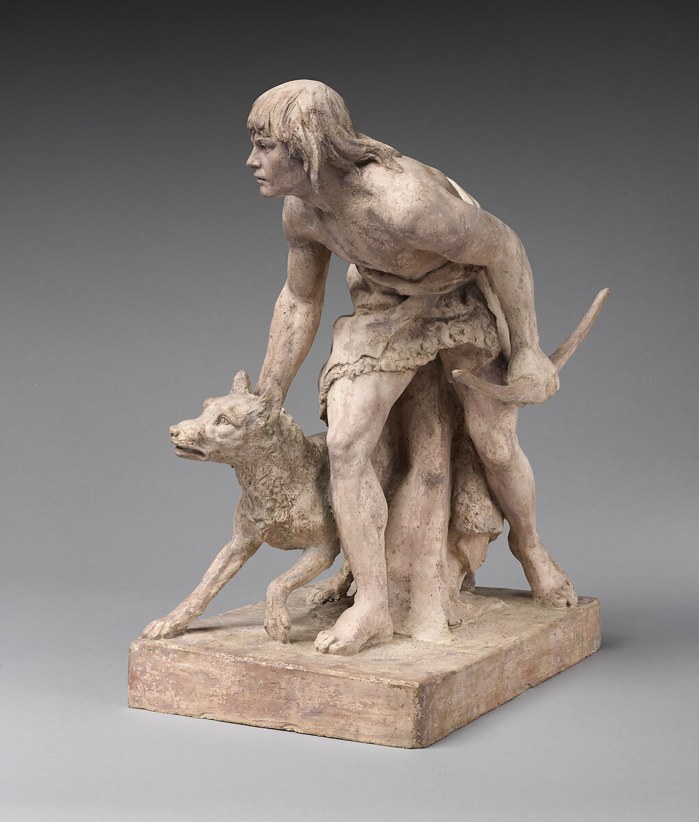 The Indian Hunter, John Quincy Adams Ward (American, Urbana, Ohio 1830–1910 New York), Painted plaster, American