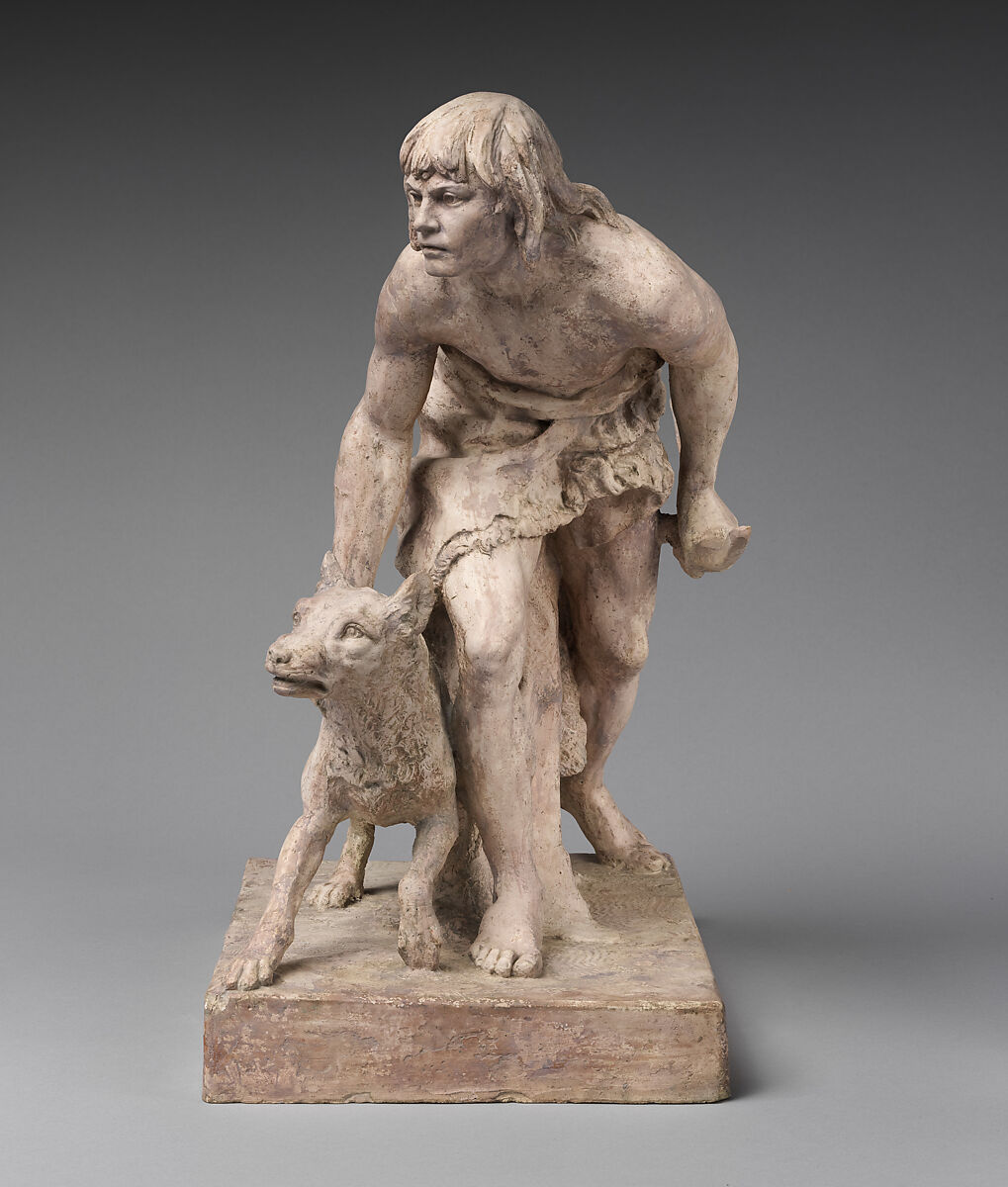 The Indian Hunter, John Quincy Adams Ward (American, Urbana, Ohio 1830–1910 New York), Painted plaster, American 