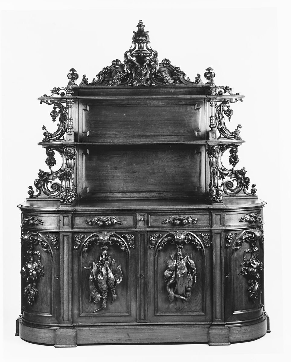 Sideboard, Alexander Roux (1813–1886), Black walnut, pine (secondary wood), American