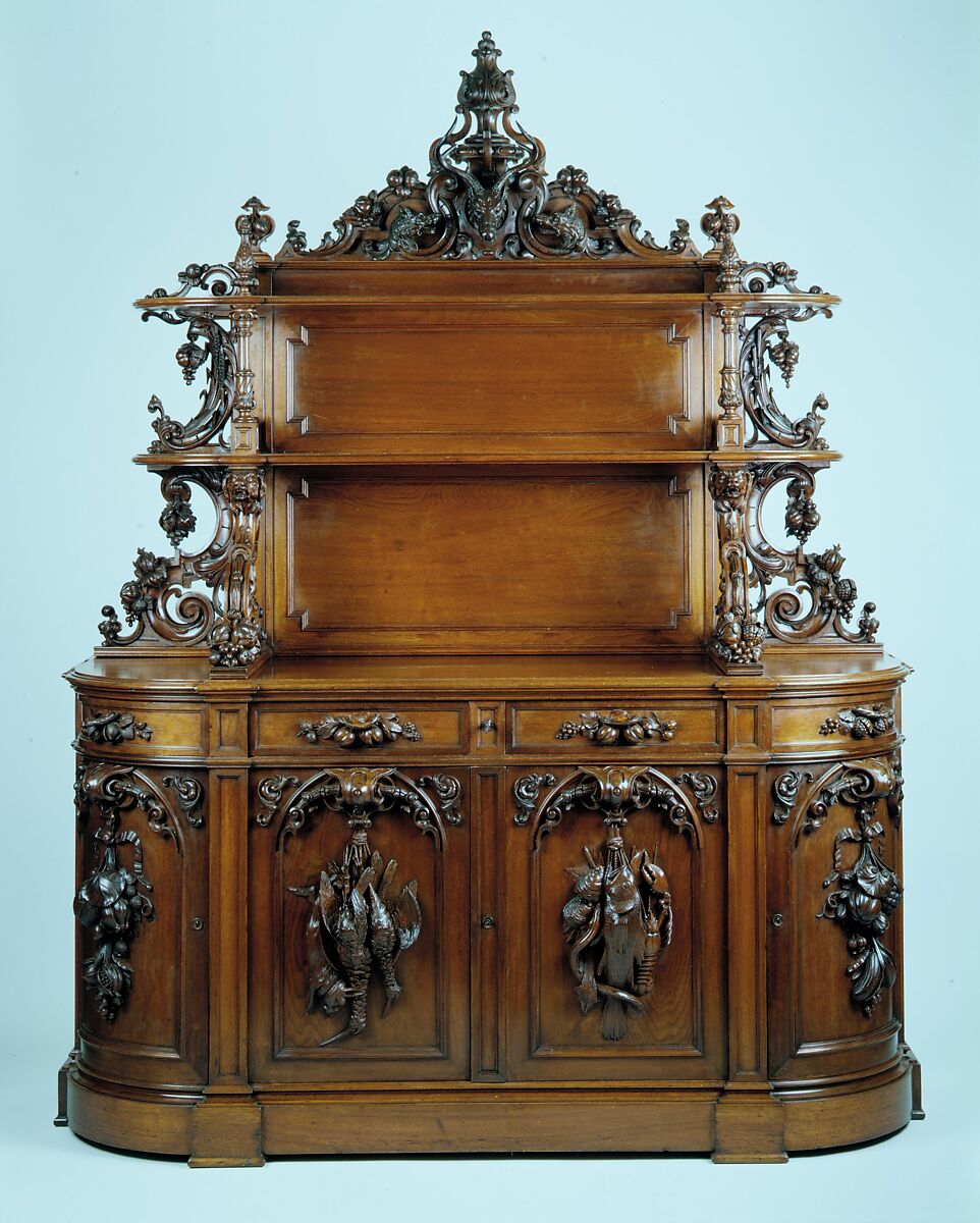 Sideboard, Alexander Roux (1813–1886), Black walnut, pine (secondary wood), American