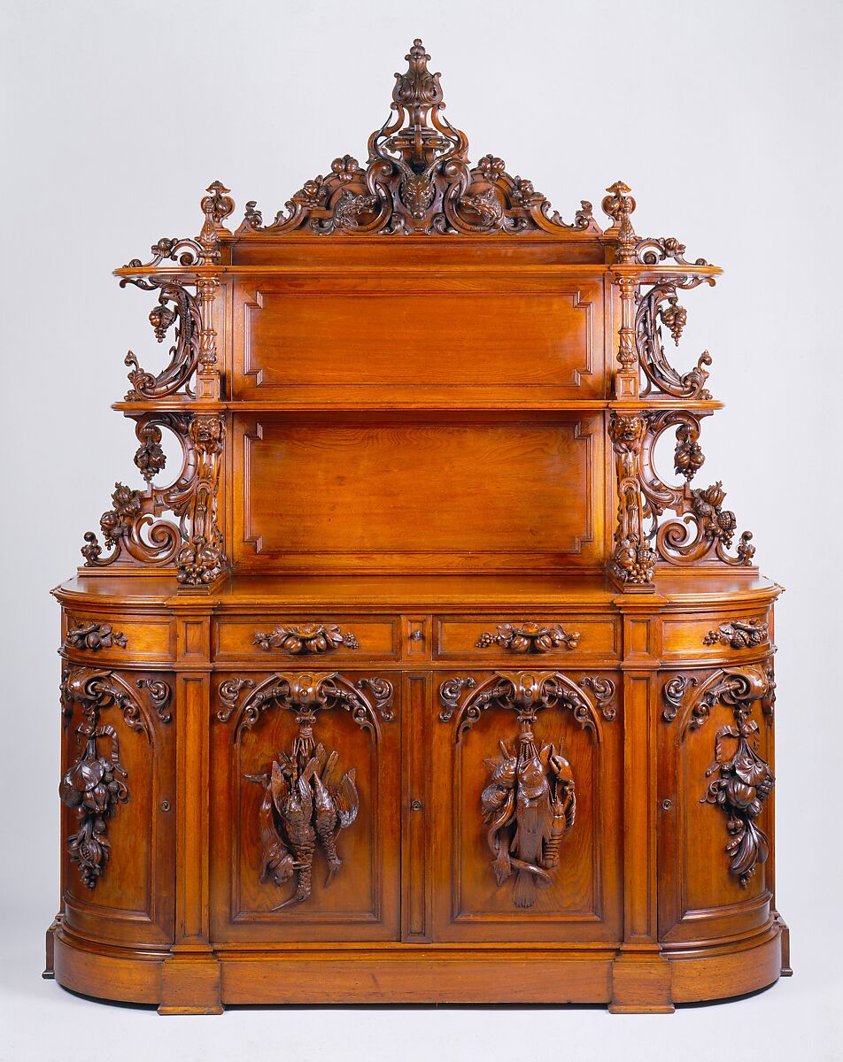 Sideboard, Alexander Roux (1813–1886), Black walnut, pine (secondary wood), American 