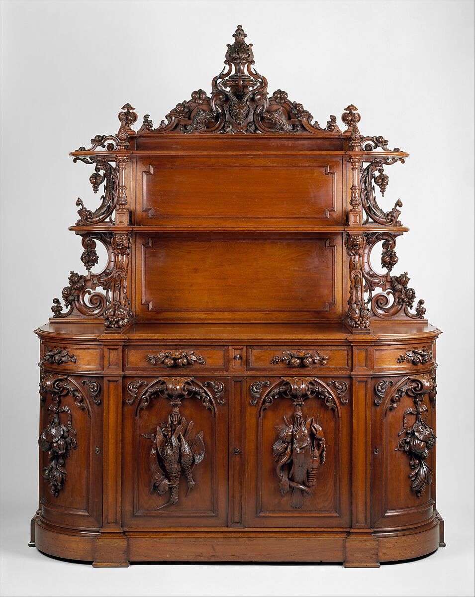 Sideboard, Alexander Roux (1813–1886), Black walnut, pine (secondary wood), American