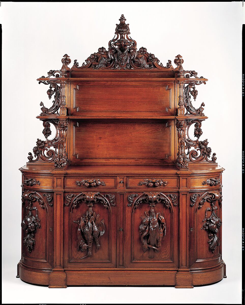 Sideboard, Alexander Roux (1813–1886), Black walnut, pine (secondary wood), American
