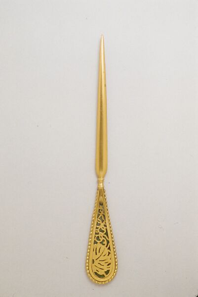 Letter Opener, Designed by Louis C. Tiffany (American, New York 1848–1933 New York), Bronze, glass, American 