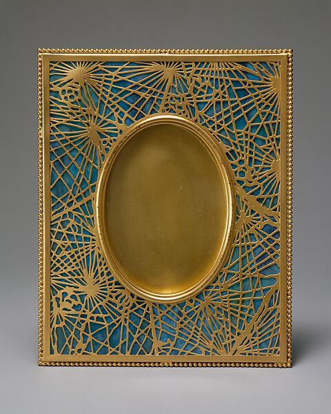 Frame, Designed by Louis C. Tiffany (American, New York 1848–1933 New York), Gilt bronze, Favrile glass, American 