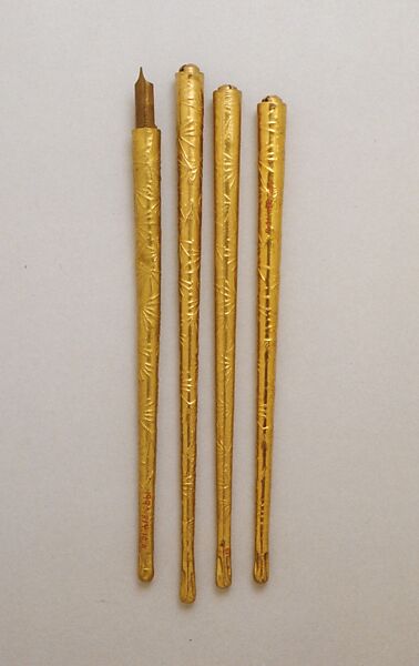 Pen Handles, Designed by Louis C. Tiffany (American, New York 1848–1933 New York), Bronze, glass, American 
